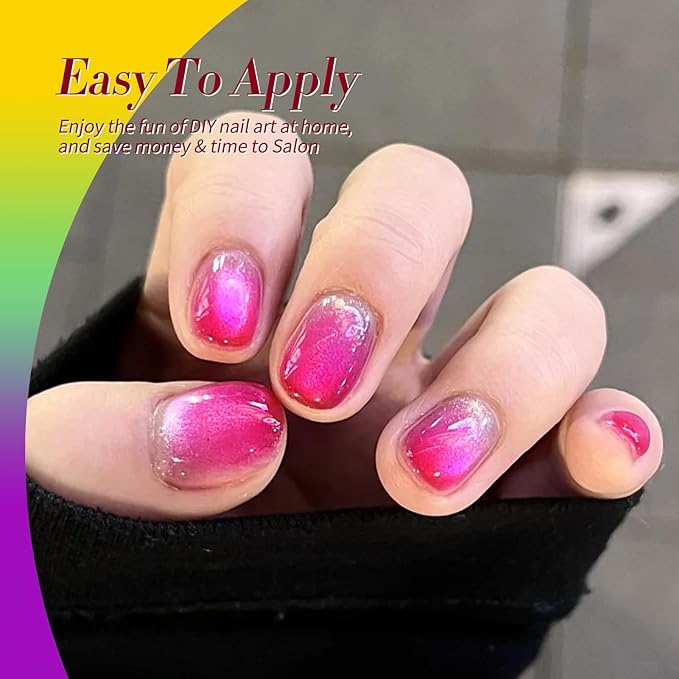 Born Pretty Neon Jelly Gel Nail Polish Glass Crystal Spring Summer Transparent Ice Jelly Gel Polish with Silver Holographic Glitter Cat Magnetic Eye Gel Polish Collection Minicure DIY Gifts 6PCS-Velvo Beauty