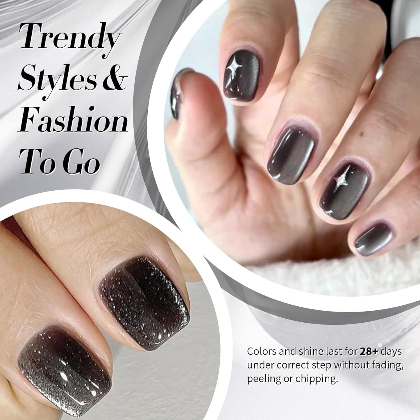 Born Pretty Cat Magnetic Eye Gel Nail Polish, Black Pearl Glitter Cat Magnetic Gel Nail Polish, Holographic Magnetic Nail Polish for Nail Art Manicure Salon DIY at Home 15ML-Velvo Beauty