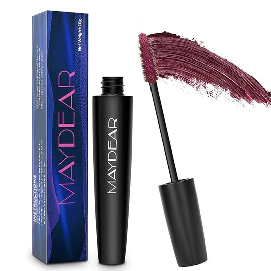 Maydear Burgundy Mascara for Eyelashes, Waterproof Colored Long Lasting Smudgeproof for Women Fast Dry Lengthening Eye Makeup Party - Dark Purple-Velvo Beauty