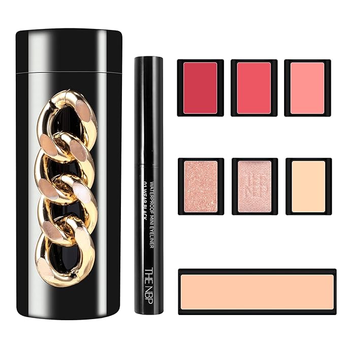Portable Professional Makeup Kit,Mini Professional Makeup Kit Eyeshadow Palette Lip Gloss Concealer,Lipstick shape and size,7 Color-Velvo Beauty