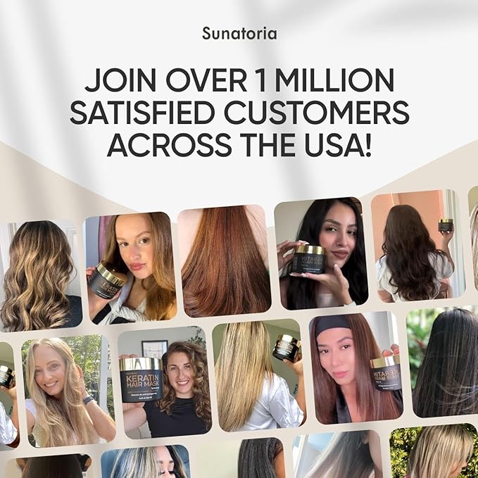 SUNATORIA Keratin Hair Mask - Deep Conditioner for Dry Damaged Hair - Hydrates, Repairs, Nourishes - Keratin Hair Treatment - Deep Conditioning Hair Mask - Keratina Mascarilla Para el Cabello-Velvo Beauty