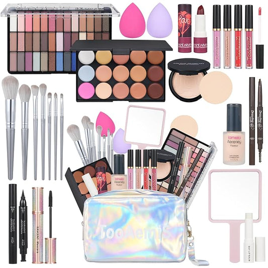 30 Pieces Makeup Kit for Women Full Kit, TooAemiS Professional Makeup Kit for Teens or Adult, All in One Makeup Sets Include Eyeshadow Palette Lipstick Concealer Foundation Mascara Loose Powder Etc-Velvo Beauty
