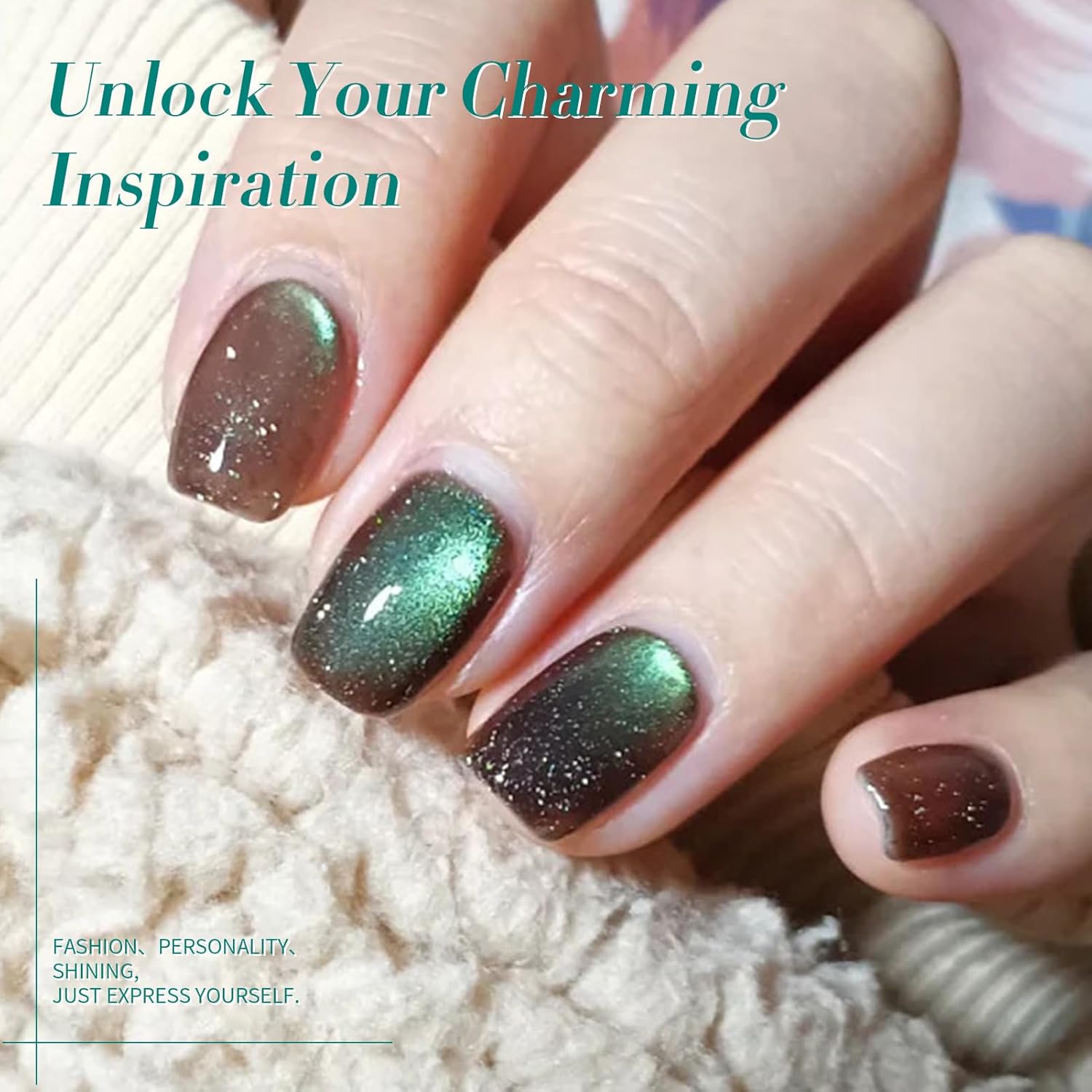 Born Pretty Cat Magnetic Eye Gel Nail Polish,Brown Green Magnetic Gel Polish Shimmer Magnetic Eye Gel Manicure Nail Art DIY 15ml-Velvo Beauty