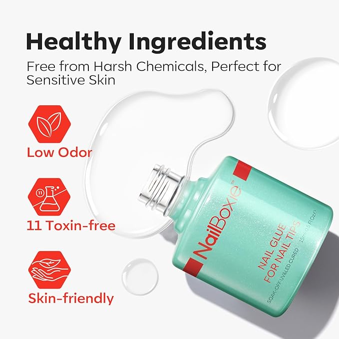 modelones Nail Glue for Nail Tips, 9 in One Glue for Press Ons, Clear Tips, Need U V Light Cured, 15ML-Velvo Beauty