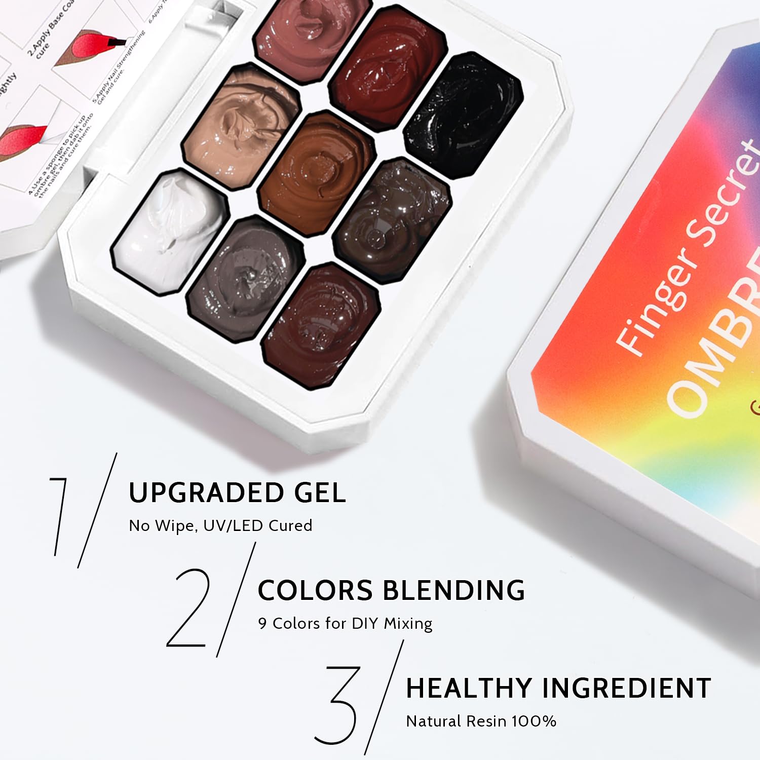 Sponge Pat Paint Nail Gel, 9 Colors Ombre Nails Gradient Gel Blush Blooming Aura Nails Drawing Stripper Floral Painting Nail Art, No Wipe, UV/LED Curing (9 Colors F)-Velvo Beauty