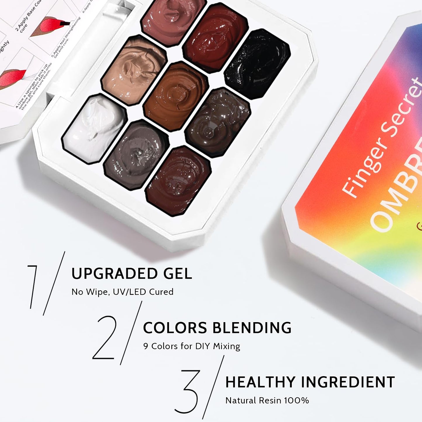 Sponge Pat Paint Nail Gel & Tools Kit, 9 Colors Ombre Nails Gradient Gel Nail Blush Blooming Aura Nails Drawing Stripper Floral Painting Nail Art, No Wipe, UV/LED Curing (9 Colors Set F)-Velvo Beauty