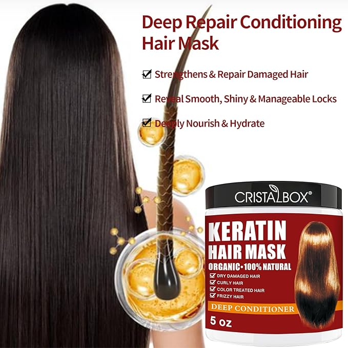 2 Pack Collagen Hair Mask & Keratin Hair Mask,Keratin Hair Treatment,Hydrating Argan Oil Hair Repair Treatment Deep Conditioner Hair Mask for Dry Hair,Collagen with Biotin Hair Treatment Mask-Velvo Beauty