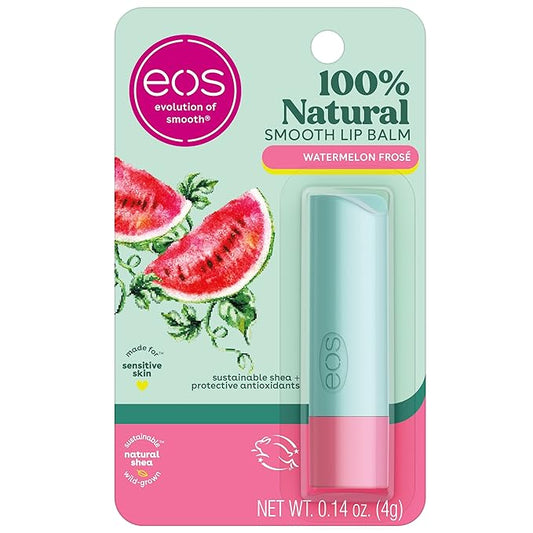 eos 100% Natural Lip Balm- Watermelon Frosé, Dermatologist Recommended for Sensitive Skin, All-Day Moisture Lip Care, 0.14 oz-Velvo Beauty