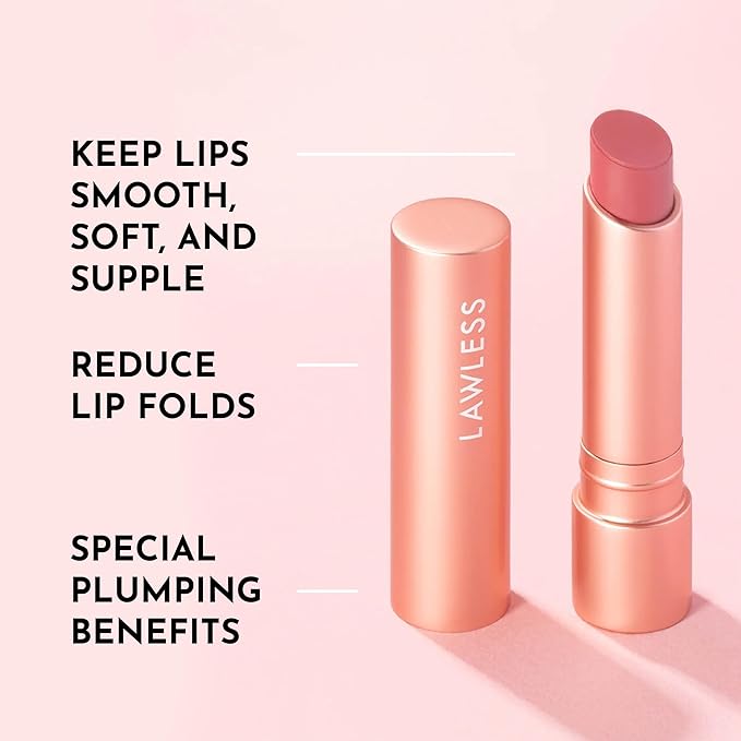 Lawless Forget the Filler Lip Plumping Line Smoothing Tinted Balm - Posey - Premium Tinted Lip Balm with Natural Ingredients to Plump and Smooth Lips for a Firmer, Fuller Look - 0.09 oz-Velvo Beauty