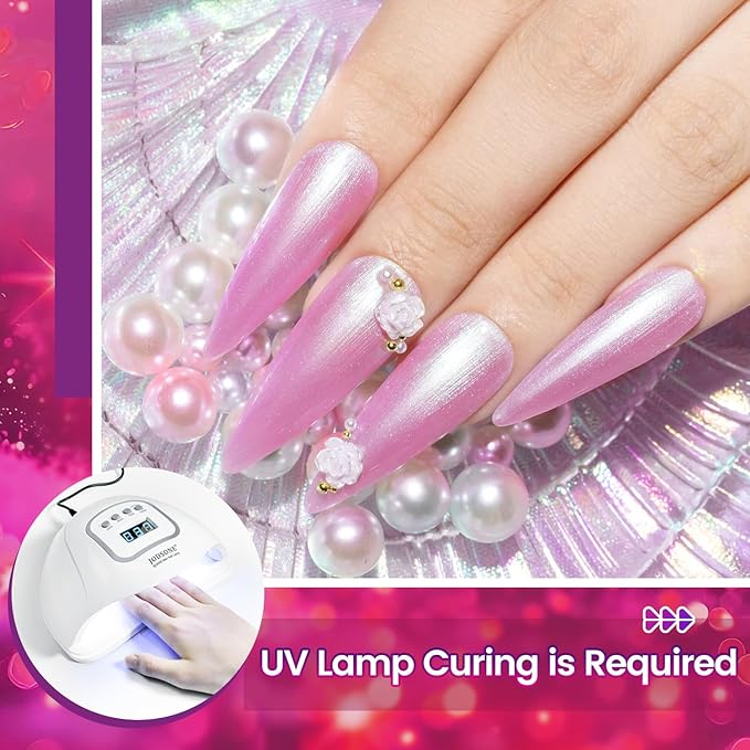 JODSONE 10ml Gel Nail Polish Set Red Glitter 6Colors Glitter Rose Red Gel Polish Lacquer Glossy Art for Nail and Salon Need U V Lamp-Velvo Beauty