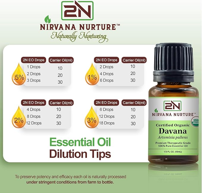 Davana Essential Oil USDA Certified Organic 100% Pure Premium Therapeutic Grade, Undiluted - Aromatherapy Diffuser for Calm and Relaxation, Skin Care, Hair Care-Velvo Beauty