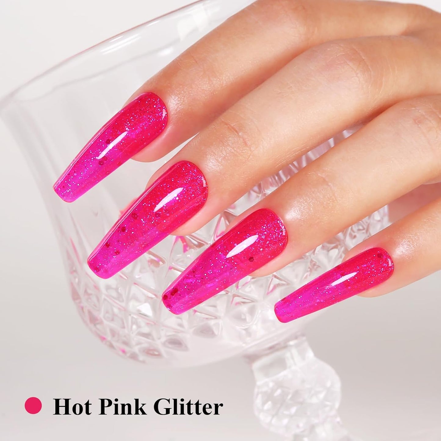 Imtiti Glitter Gel Nail Polish, Hot Pink Iridescent Glitter Gel Polish Diamond Shimmer Sparkle Soak Off UV LED Nail Gel Polish Autumn Winter Gel Polish Manicure Gel Nail Kit 10ML-Velvo Beauty