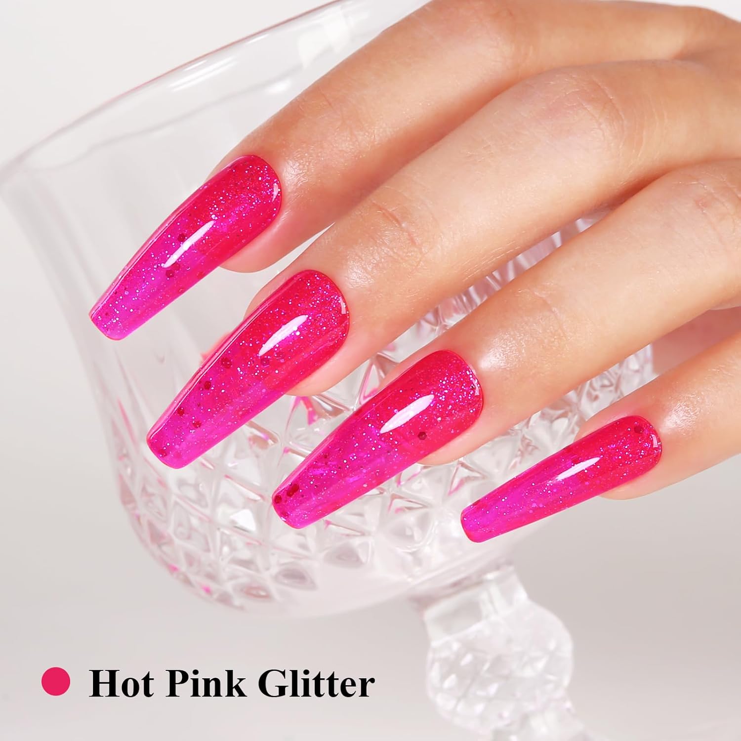 Imtiti Glitter Gel Nail Polish, Hot Pink Iridescent Glitter Gel Polish Diamond Shimmer Sparkle Soak Off UV LED Nail Gel Polish Autumn Winter Gel Polish Manicure Gel Nail Kit 10ML-Velvo Beauty