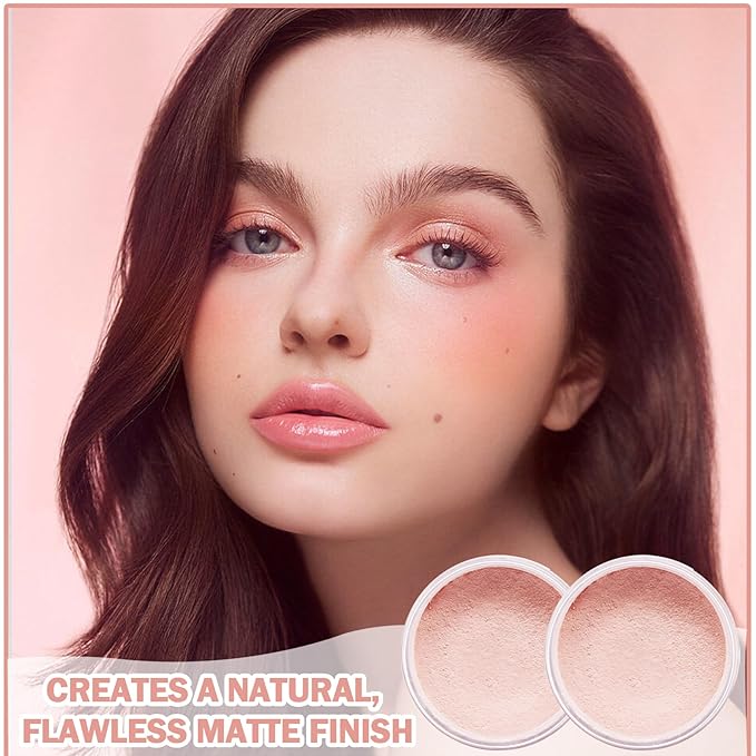 2PCS Pink Setting Powder Loose Face Powder Matte Soft Smooth Oil Control Long Lasting Loose Setting Powder Makeup for Natural Flawless（02# Pink Complexion）-Velvo Beauty