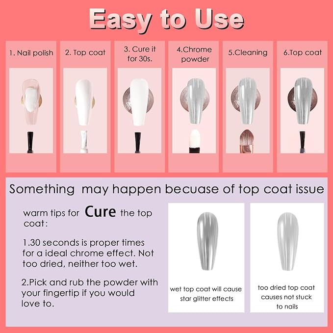 Allstarry Chrome Nail Powder, Metallic Mirror Effect Pigment Chrome Holographic Nail Glitter Magic Unicorn Glitter Dust Kit for Manicure Valentines Nail Art Decoration- Pink Silver Grey Series-Velvo Beauty