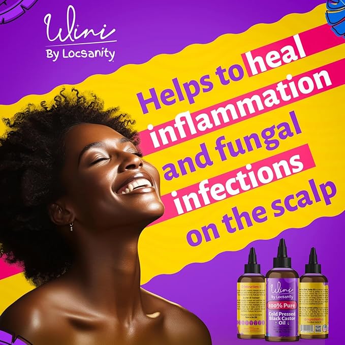 Locsanity Wini Pure 100% Cold Pressed Jamaican Black Castor Oil For Hair and Skin, 4 Fl Oz-Velvo Beauty