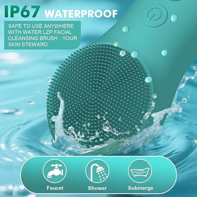 LZP Face Scrubber Facial Cleansing Brush Silicone Face Scrubber Exfoliator for Men & Women, Rechargeable Electric Facial Brushes for Cleaning and Exfoliating, Waterproof Face Scrub Brush-Velvo Beauty