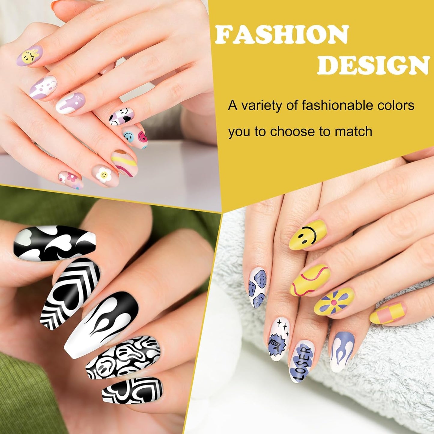 Whaline 6Pcs Smile Face Nail Plates Stamping Set Heart Butterfly Star Flower Smiling Stamp Templates Groovy Nail Art Plates for DIY Print Manicure Salon Design Gift Supplies-Velvo Beauty