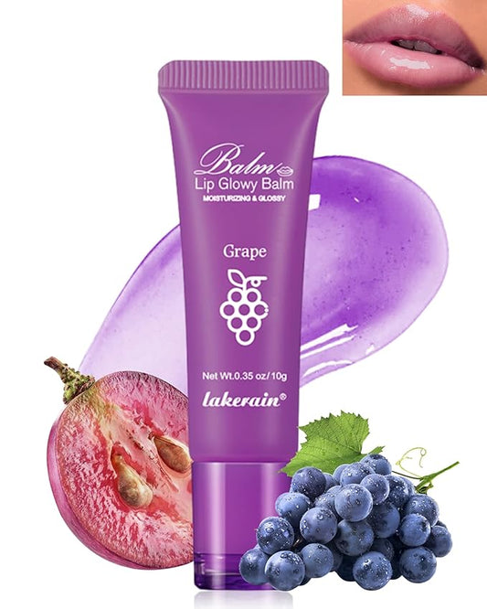 Moisturizer Lip Glowy Balm, Hydrating & Nourishing Repair Sleeping Lip Mask, Shine Glossy Finish Lip Oil, Day and Night Smooth Cracked Chapped Dry Lips, Lip Care Therapy Treatment for Women-4#Grape-Velvo Beauty