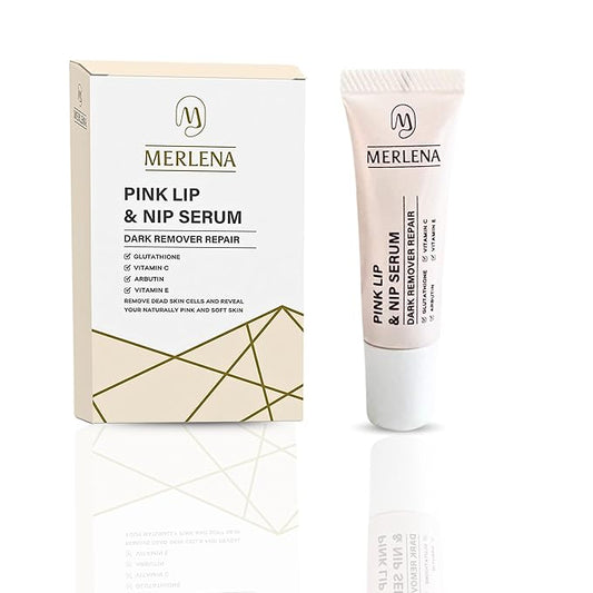 Merlena Pink Lip & Nip Serum - Hydrates and Repairs Dry, Peeling Lips and Nipples, Adds Collagen for Plumpness, Soothes Flaky Skin, Organic Vitamin C & E Formula 8ml-Velvo Beauty
