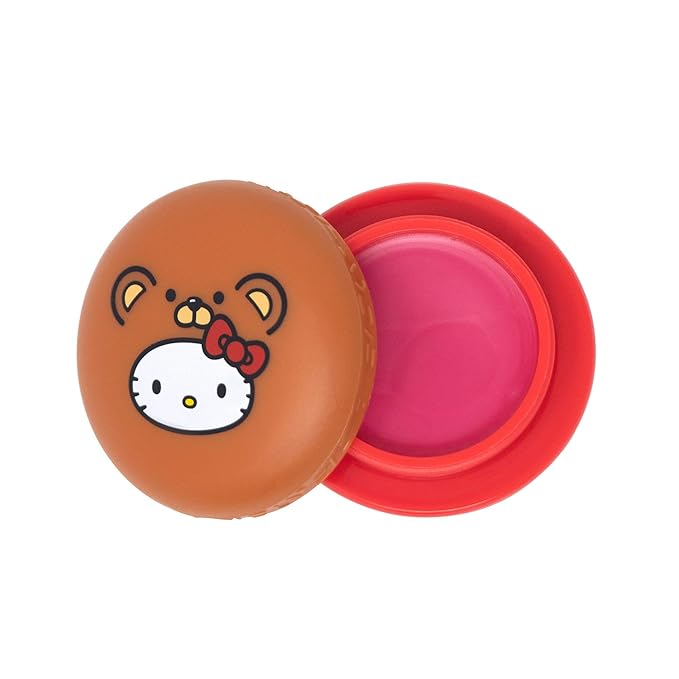 The Crème Shop x Sanrio Hello Kitty Macaron Lip Balm Korean Cute Scented Pocket Portable Soothing Advanced Must-Have on-the-go (Hello Kitty Red Velvet)-Velvo Beauty