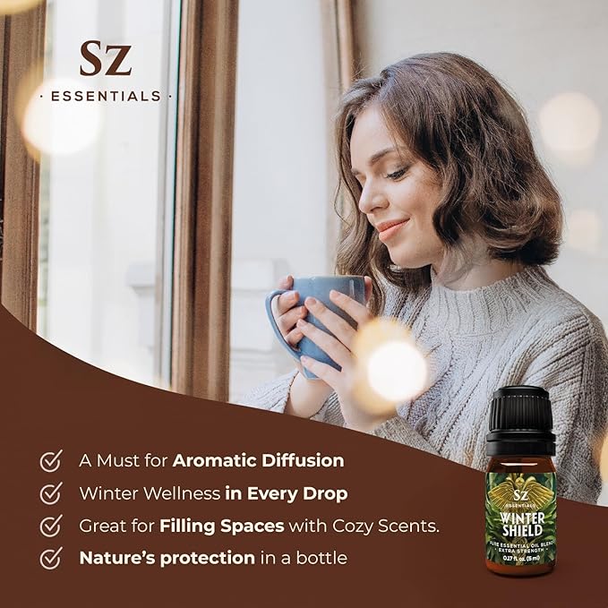 Winter Shield Essential Oil Blend for Diffuser and Humidifier - Extra Strength Protective Seasonal Defense - 100% Pure, Natural & Undiluted - Therapeutic Grade & Vegan - 0.17 oz (5ml)-Velvo Beauty