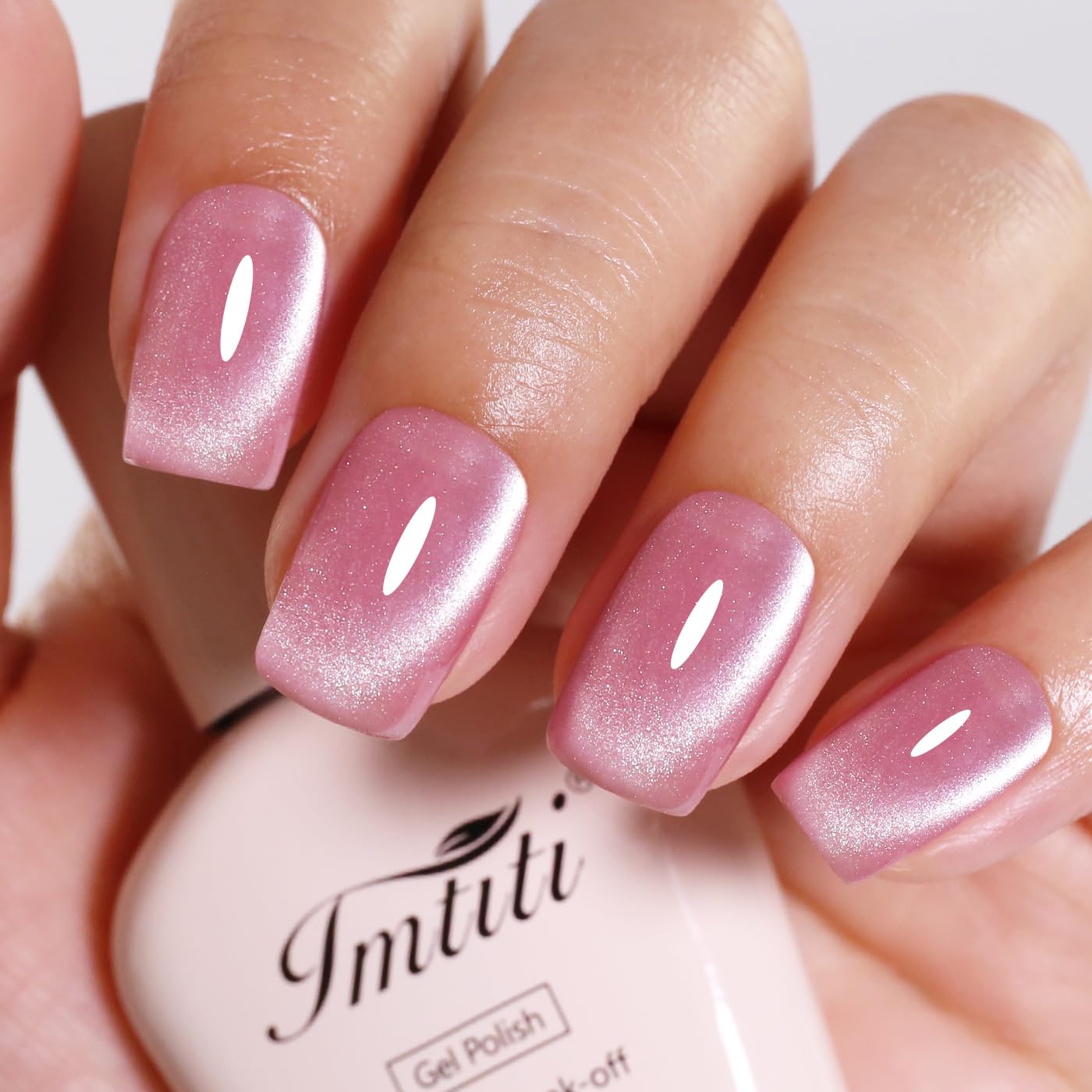 Imtiti Cat Eye Gel Nail Polish, Light Pink Holographic Magnetic Crystal Nail Gel Polish With Magnet Glittery Galaxy Spring Summer Kit Soak Off UV Led 10ML-Velvo Beauty