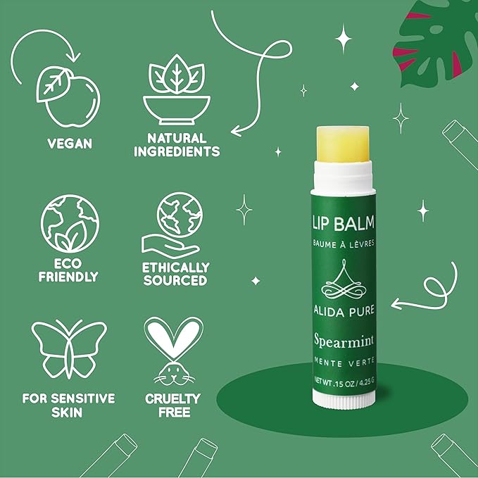 Spearmint Lip Balm Collection, Vegan Lip Balm Set, Beeswax Free, with Avocado Oil, Organic Jojoba Oil, and Vitamin E, Natural Moisturizer for Dry, Chapped Lips, 3 Tube Set-Velvo Beauty