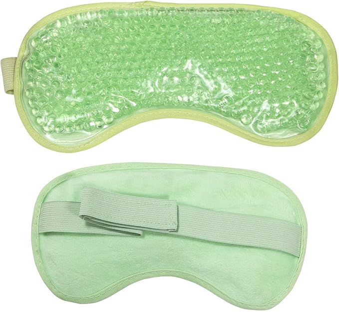 Cooling Eye Mask Reusable Gel Eye Mask for Puffy Eyes,Ice Eye Mask Cold Eye Mask Frozen with Plush Backing for Headache,Migraine,Stress Relief-Color Pastel Green-Velvo Beauty