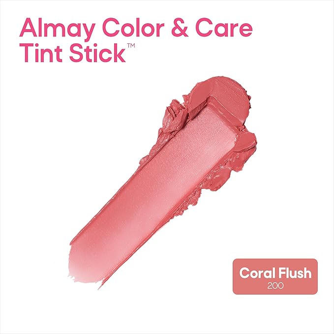 Almay Lip and Cheek Tint, Color & Care Tint Stick, Multi-Use Moisturizing Blush and Lip Color, Dewy Finish, 200 Coral Flush, 0.25 oz-Velvo Beauty