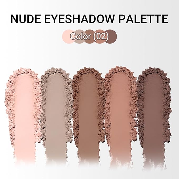Erinde 5 Colors Matte Eyeshadow Palette Makeup, Neutral Nude Brown Light Brown Cool-Toned Taupe Eye Shadow, Long Wearing Waterproof Everyday Eye Makeup for Brown Eyes, 02-Velvo Beauty