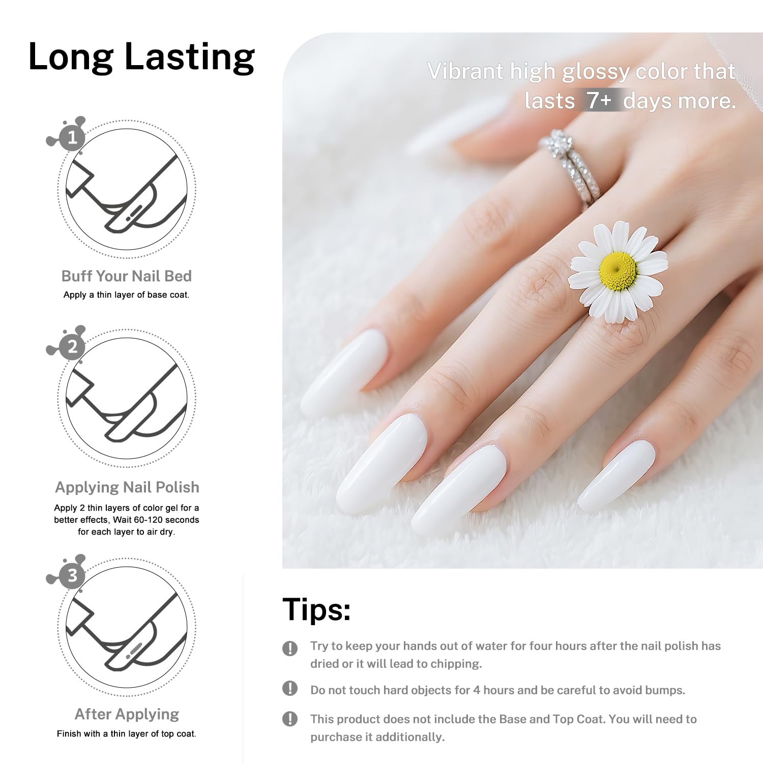 16.5ml White Nail Polish Large Volume Quick Drying Nail Polish, Fast Drying and Long Lasting Color Nail Art DIY Home Manicure Gift for Women-Velvo Beauty