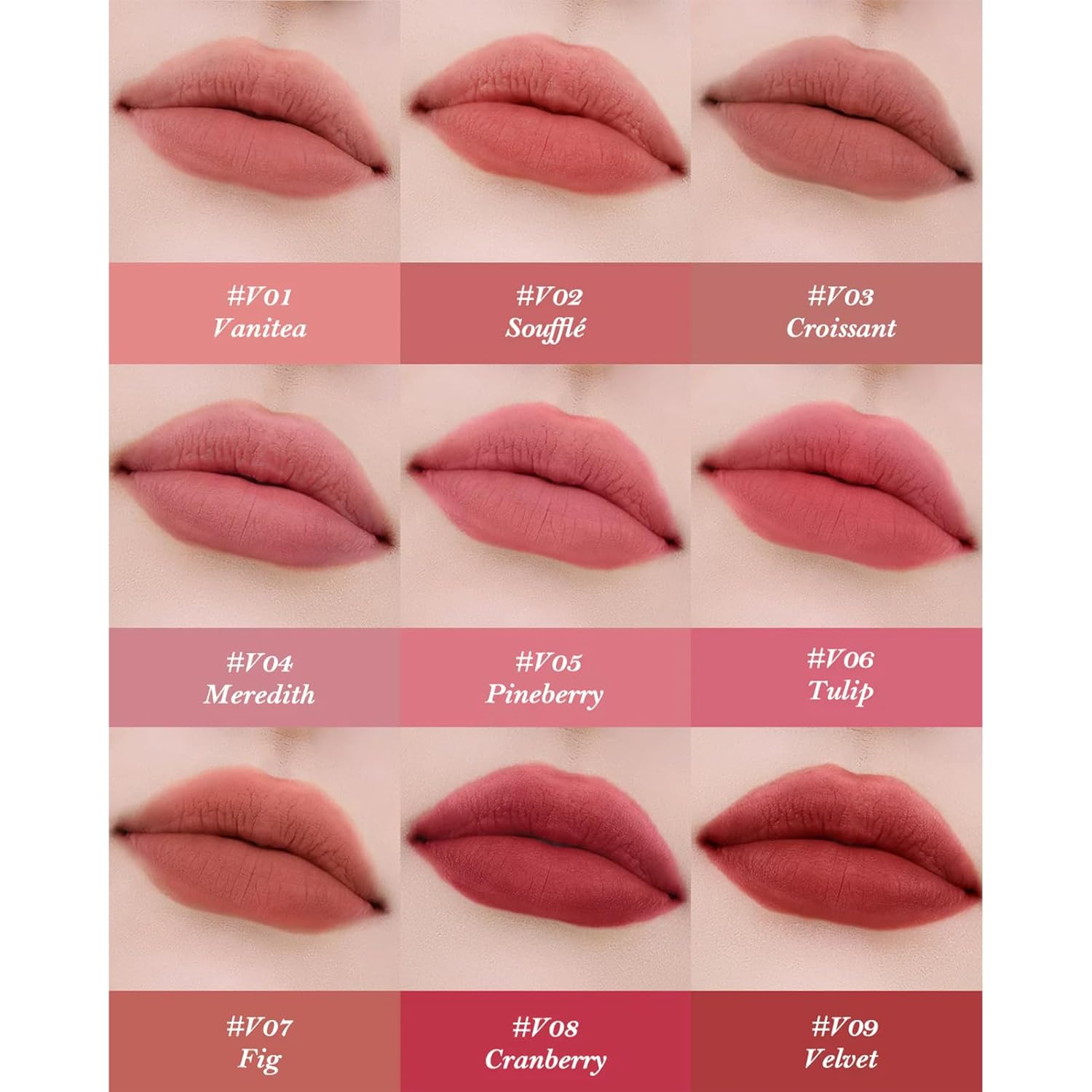 Flower Knows Strawberry Cupid Cake Lip Cream,Velvety-Smooth Matte Liquid Lipstick,Hydrating,Smudge-proof & Stain-Free Lip Stain(V06 Tulip,0.17 Fl Oz)-Velvo Beauty