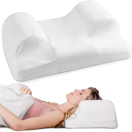 YourFacePillow- Back Sleeper Beauty Pillow, Cervical Neck Pillow, Patented Contour Memory Foam Pillow, Ergonomic Neck, Back and Shoulder Support. Back Sleeping Reduces Pressure on Skin - Large-Velvo Beauty