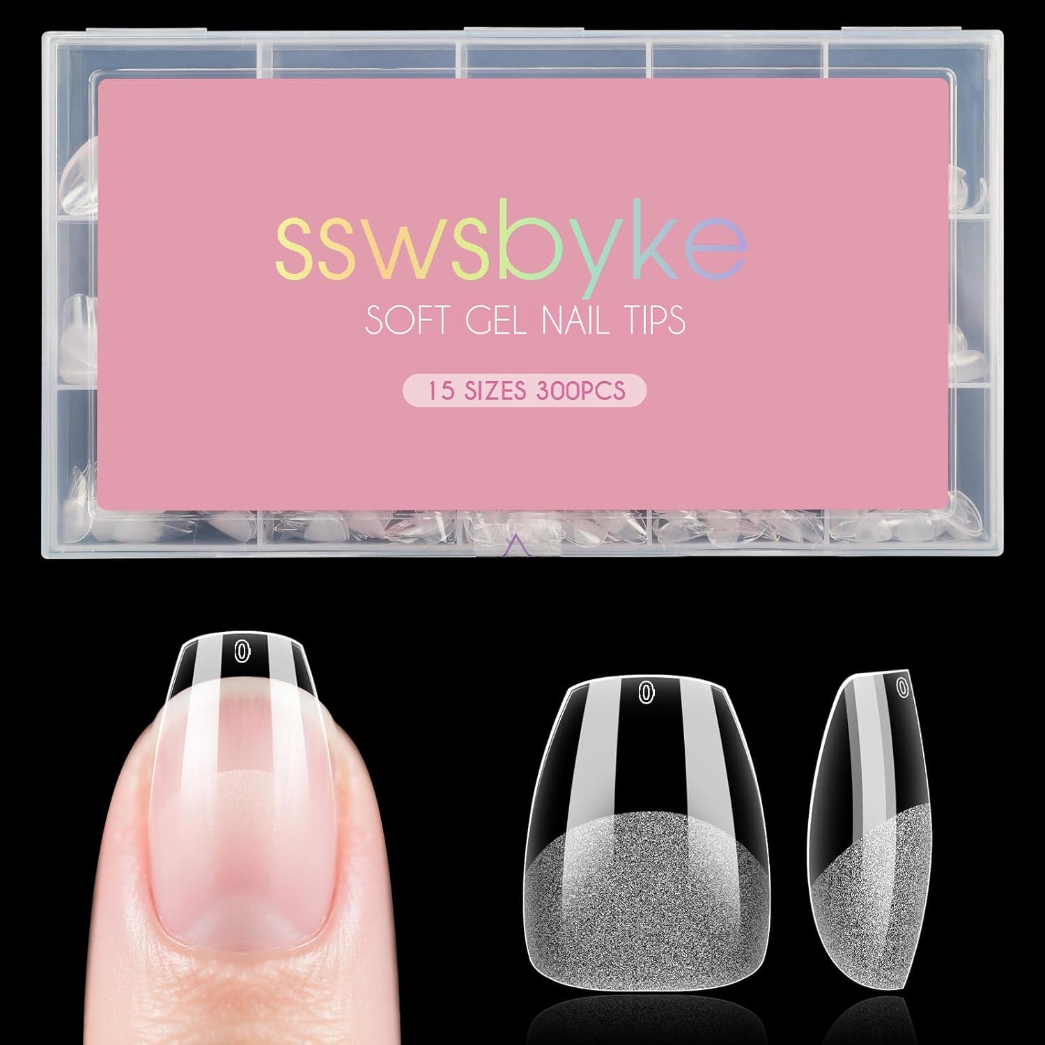 Extra Short Coffin Nail Tips, SSWSBYKE 300pcs 15 Sizes Gel Acrylic Nail Tips for Full Cover Pre-Shaped Fake Nails Tips Half Matte Press On Nails for Extension Home DIY Salon-Velvo Beauty