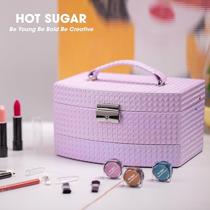 Hot Sugar Girls Makeup Kit for Birthday Gift, All in One Beginner Makeup Kit for Women Full Kit, Christmas Makeup Set for Teens 10 12 13 16 Includes Real Cosmetics and Makeup Tools (Purple)-Velvo Beauty
