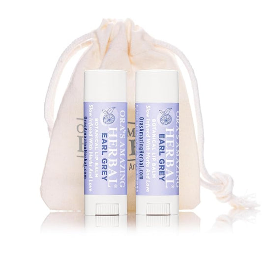Natural Earl Grey Lip Balm, Bergamot Essential Oils Paraben Free, Healthy Lip Balm For Dry Cracked Lips 2 Pak With Organic Coconut Oil No Synthetic Fragrance Made In USA Ora's Amazing Herbal 2 Pak-Velvo Beauty