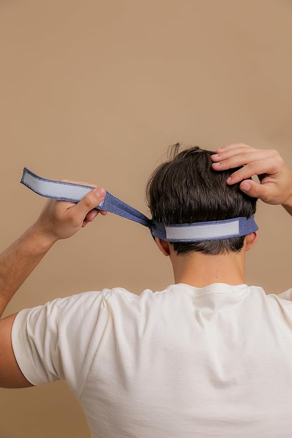 Cottonique Hypoallergenic Sleep Eye Mask made from 100% Organic Cotton (Melange Blue, Free Size)-Velvo Beauty