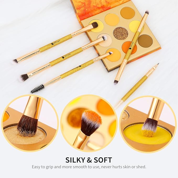 DUcare Eyeshadow Brushes Set Duo End Eye Makeup Brushes Professional Eyeshadow Brush set 5Pcs Travel Concealer Eyebrow Eyelash Eye Liners Blending-Velvo Beauty