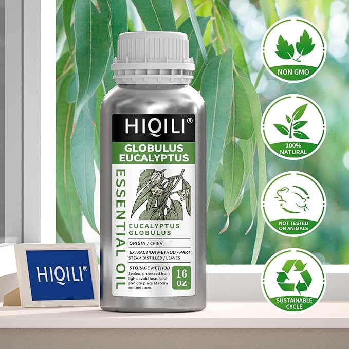HIQILI Eucalyptus Essential Oil for Spray, Diffuser & Skin, 100% Pure Undiluted - 16 Fl Oz-Velvo Beauty