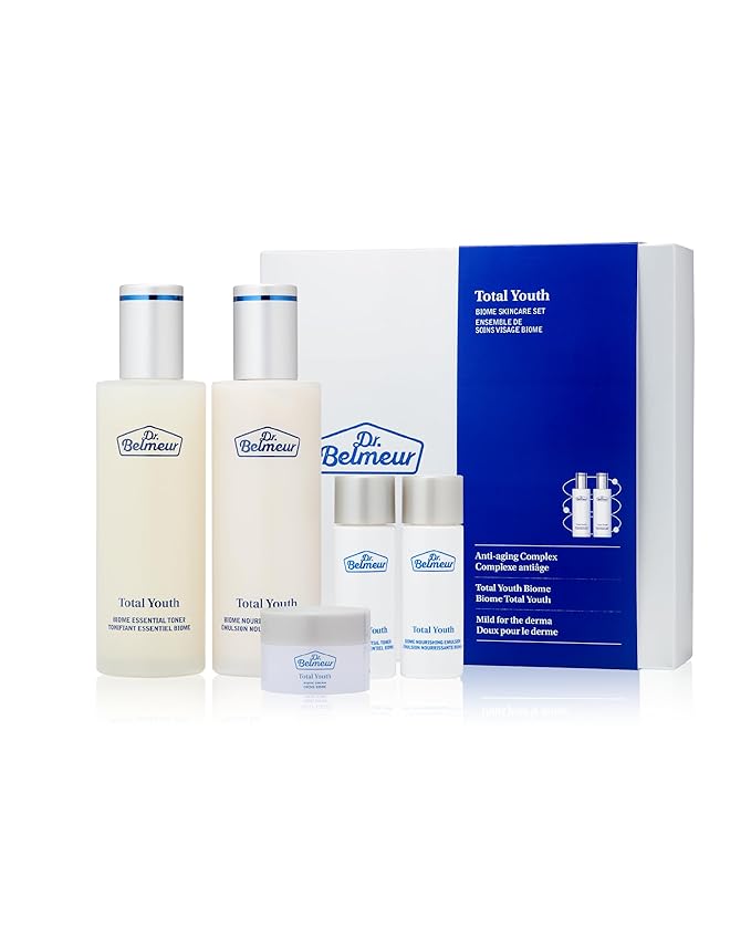 Total Youth Biome (Skincare Set, 12.2fl oz) - Premium Total Age-Defying Toner + Emulsion Set for Wrinkles, Elasticity, Hydration & Skin Tone. Korean Skin Care by LG Beauty. Collagen,-Velvo Beauty