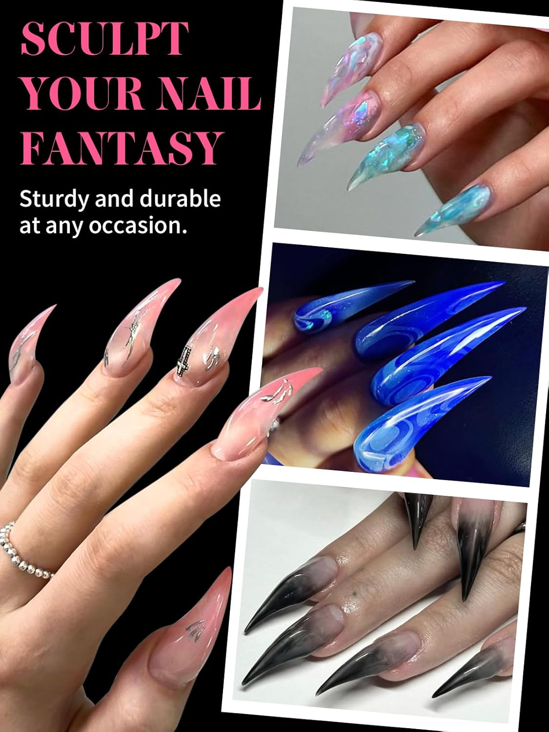 EBANKU Dual Nail Forms for Poly Extension Gel, 150 PCS Clear Eagle Claw Nail Molds Reusable 15 Sizes Hawk Curve Nail Extension Forms for Builder Gel Manicure Design Salon DIY-Velvo Beauty