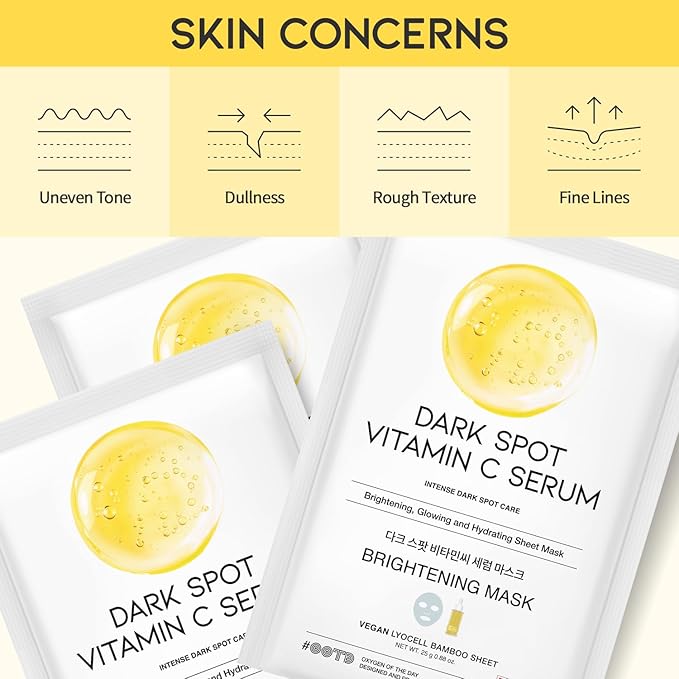 #OOTD Vitamin C Revitalizing Hydrating Sheet Mask (10pcs) - Face Mask Korean Skincare Facial Sheet Masks for Even-Looking Skin Tone & Radiance-Velvo Beauty