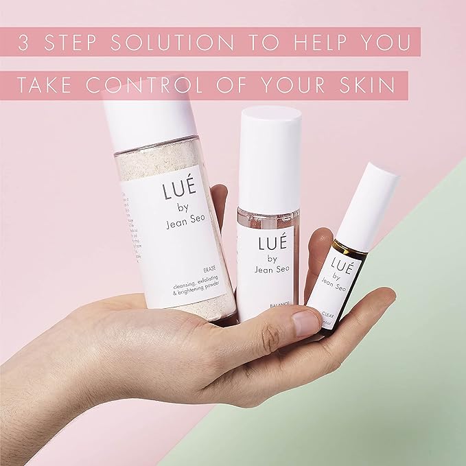 SKIN SOLUTION SET a THREE Step Solution for All Skin Types, Includes Lue by Jean Seo ERASE exfoliant, BALANCE Hydrating Serum and CLEAR Spot Control-Velvo Beauty