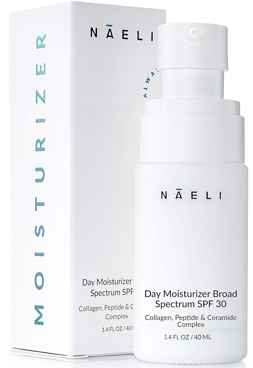 NAELI Face Moisturizer with SPF 30, Anti Aging Collagen & Peptide Cream, Reduces Wrinkles - Lightweight Skin Hydration with Hyaluronic Acid, Paraben Free & Non-Comedogenic Sunscreen, 1.4 oz-Velvo Beauty