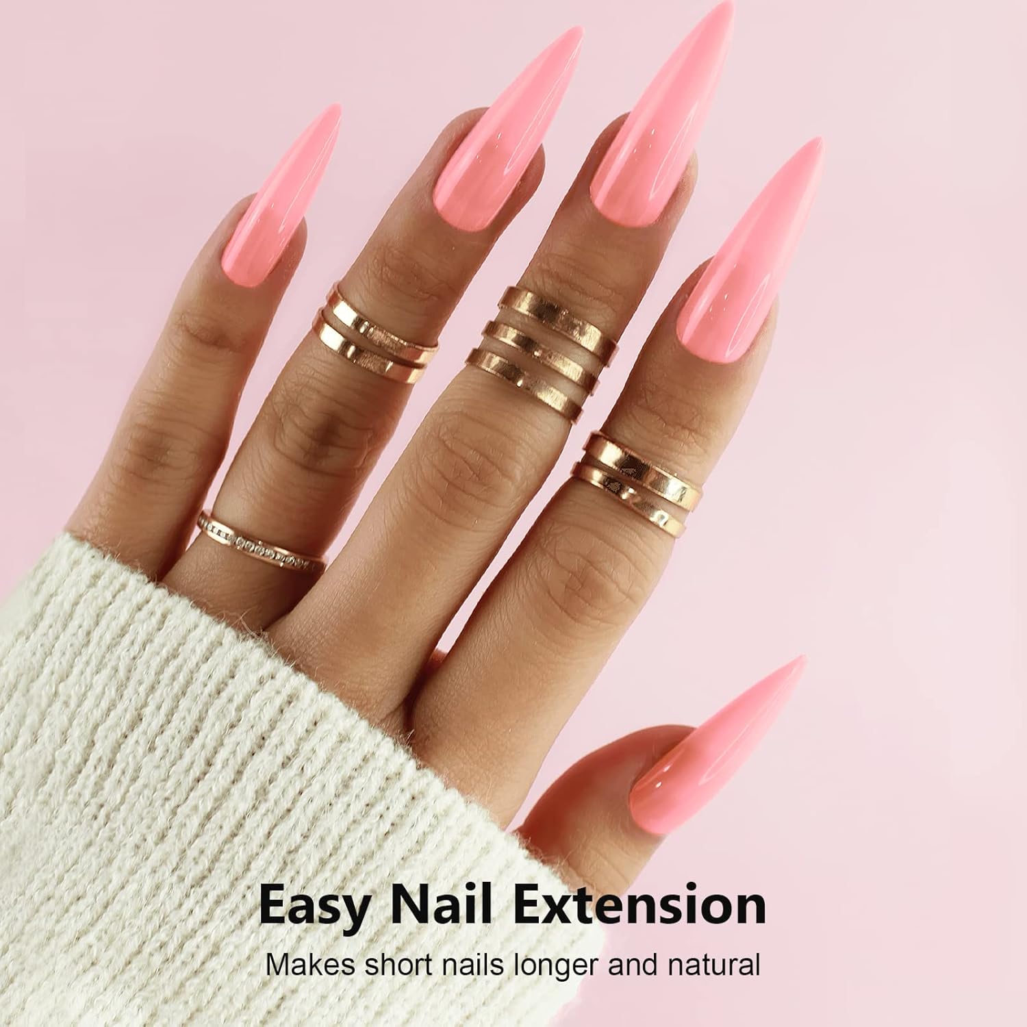 X&D Gel Nail Polish Kit UV Polygel Quick Dry 56g Natural Clear Color Nail Extension with Nail Form, Acrylic Nail Sable Brush with Cap Set(Pink)-Velvo Beauty