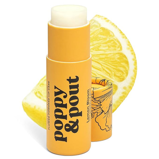 Poppy & Pout Lemon Bloom Jumbo Lip Balm | All Natural Lip Balms & Moisturizers | Hydrates with Beeswax, Vitamin E, Organic Coconut Oil | Cruelty-Free | Lip Balm in Recyclable Cardboard Tube-Velvo Beauty