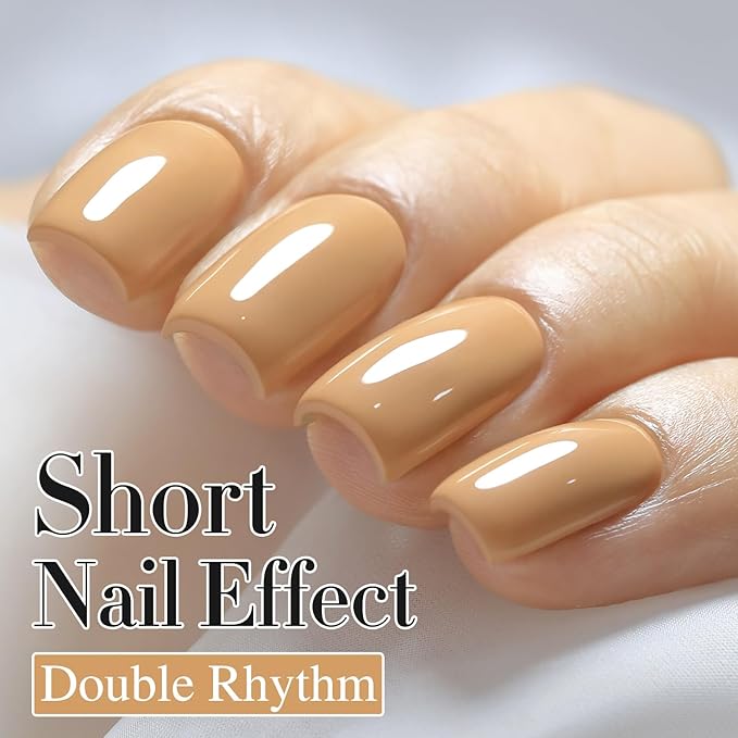 Double Rhythm 0.50 OZ Nude Gel Polish Same Color Same Bottle Sheer Pastel Neutral Natural Milky 15 ML Jelly UV Nail Art DIY at Home (Earth Beige-A1442)-Velvo Beauty