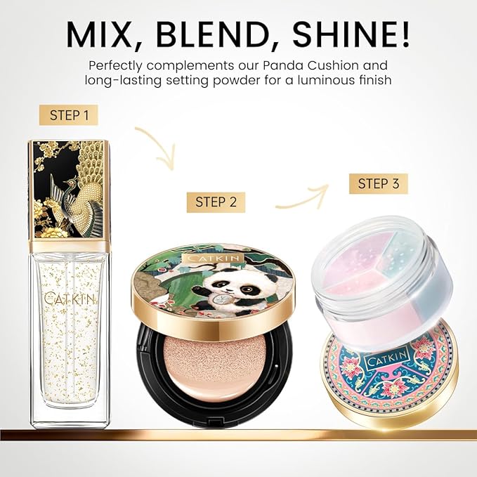 CATKIN Face Makeup Primer Base Ultra Hydrating Essense Natural Glow Finish for Dry Skin Blur Pores Infused with Black Truffle Serum & Hyaluronic acid Translucent Oil Free Formula-Velvo Beauty