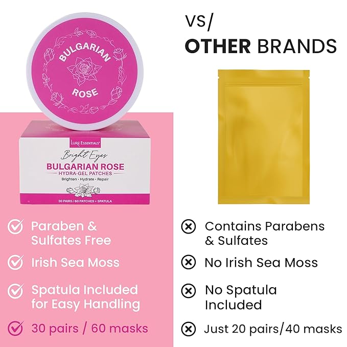 Under Eye Mask Under Eye Gels with Irish Sea Moss Bulgarian Rose and Hyaluronic Acid 60 Eye Gels (30 Pairs) Eye Masks for Men and Women-Velvo Beauty